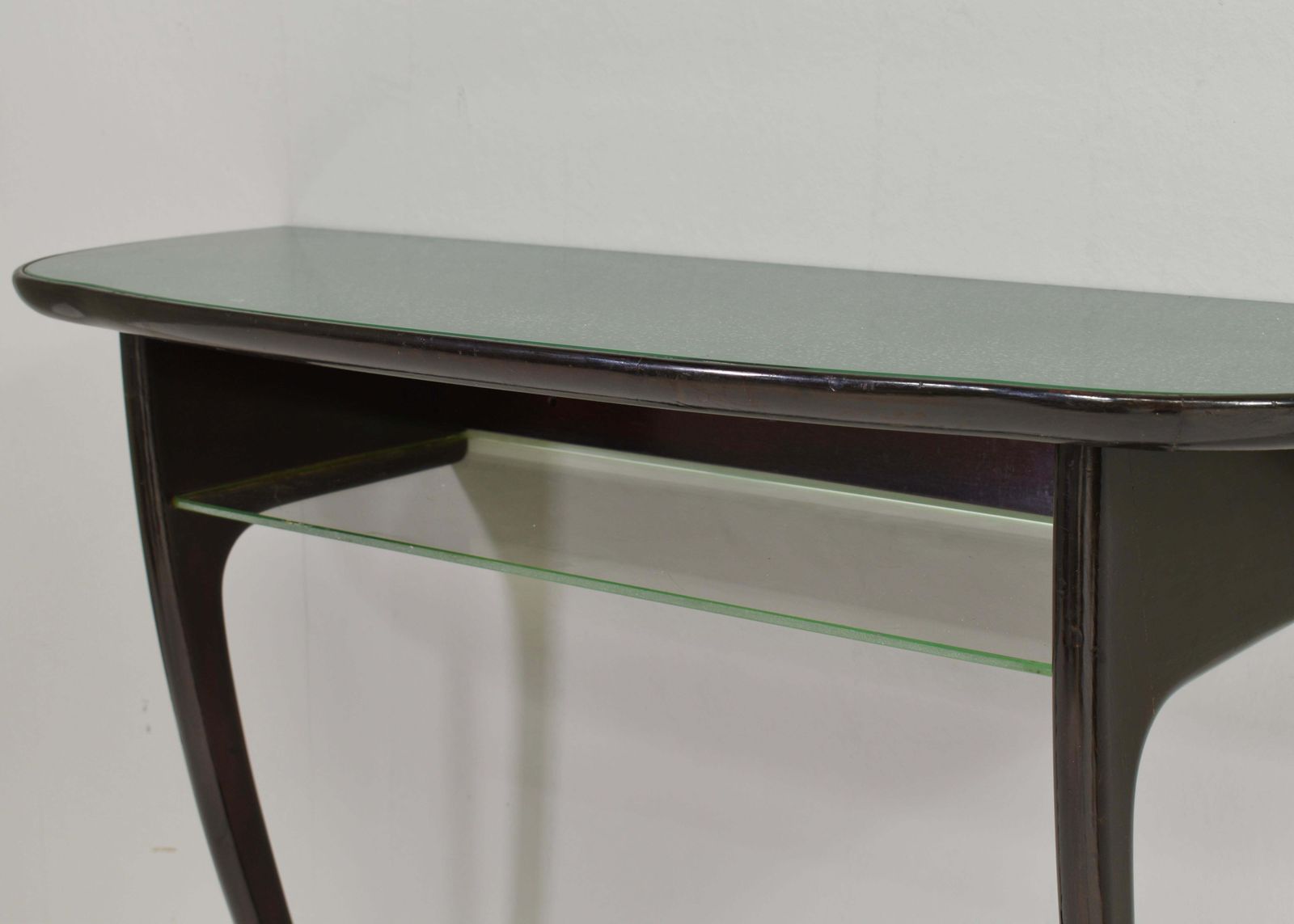 3182.0 Console Table By Or In The Style Of Ico Parisi In Ebony And Glass   Italy, 1950s photo