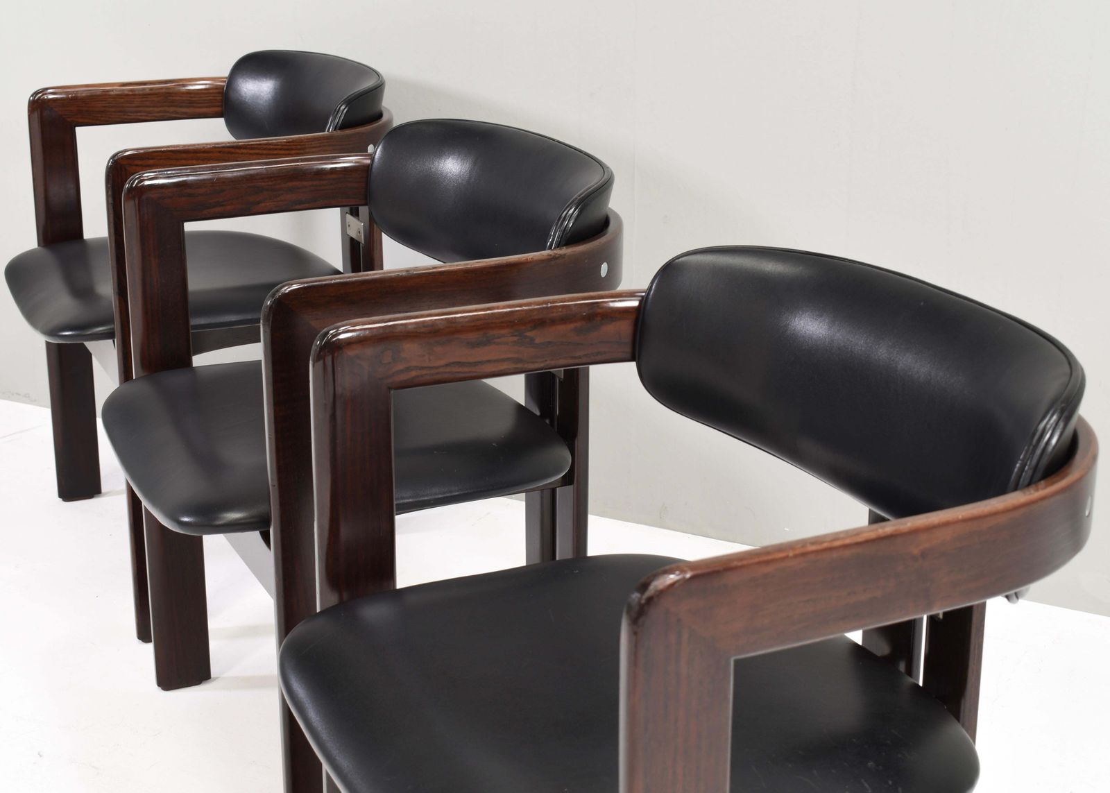 Pamplona Chairs By Augusto Savini In Black Leather   Italy, 1965, Set Of 3 photo vinterior