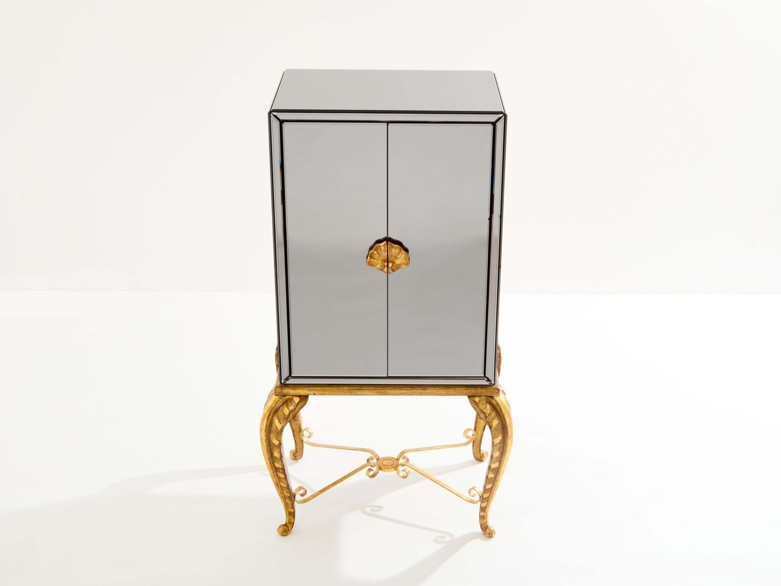 photo for sale Maison Jansen Gilt Wood And Mirrored Bar Cabinet 1940