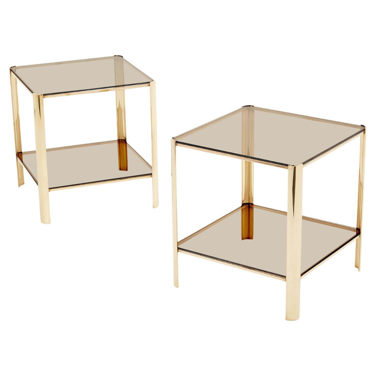 Paire de tables d'appoint à deux niveaux en bronze par Jacques Quinet pour Broncz, années 1960