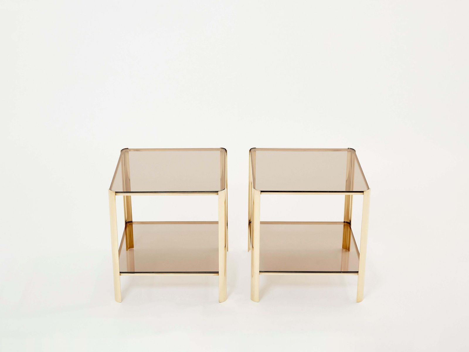 Pair Of Two Tier Bronze End Tables By Jacques Quinet For Broncz, 1960s photo vinterior