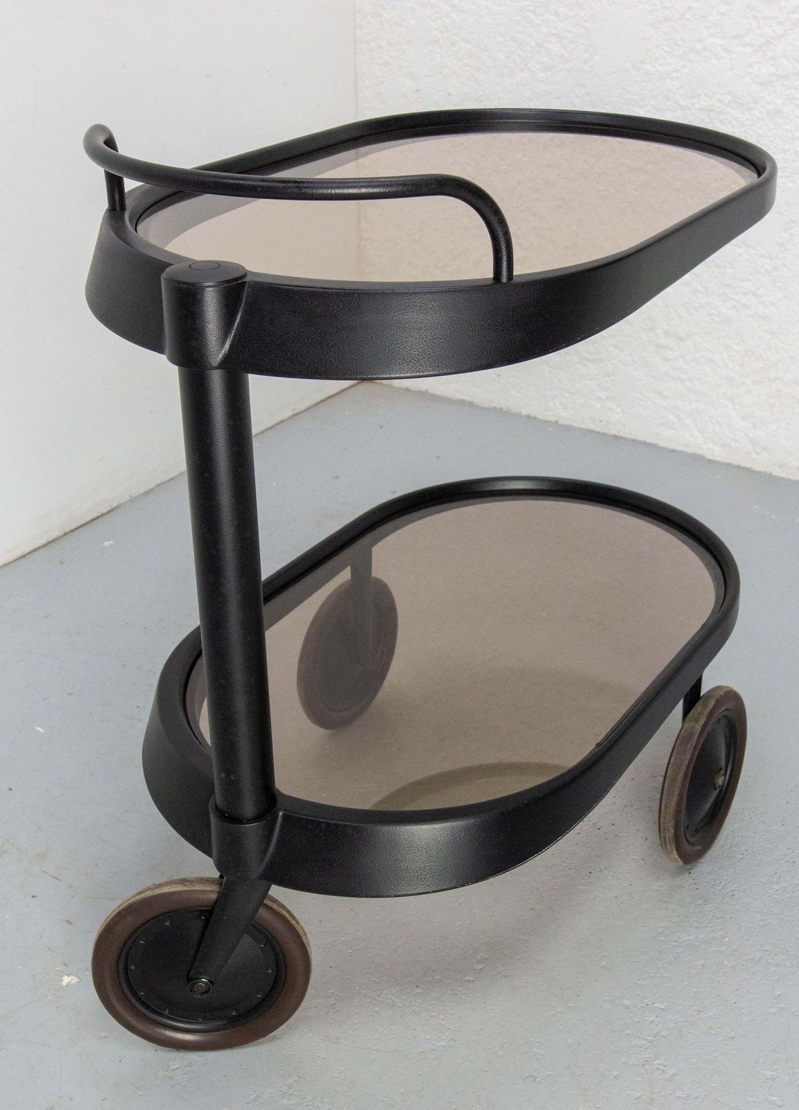 Italian Smoked Glass & Metal Serving Trolley By Enzo Mari For Alessi, Circa 1980 photo Furniture