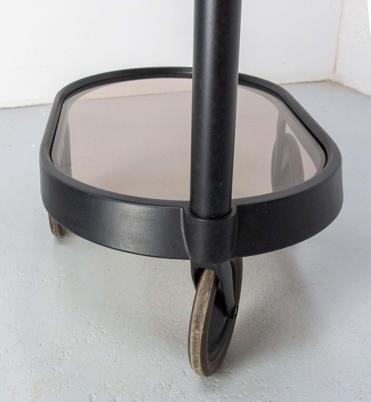 photo furniture Italian Smoked Glass & Metal Serving Trolley By Enzo Mari For Alessi, Circa 1980