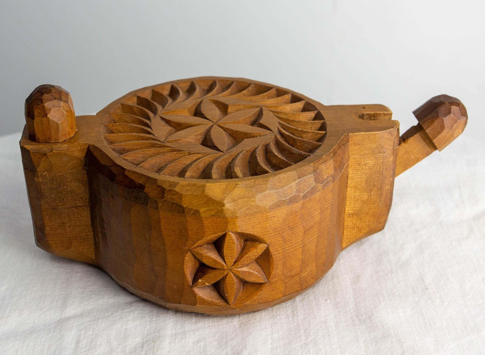 French Salt Box Hand Carved In Cembro Pine Brutalist Style, Circa 1950 photo vinterior