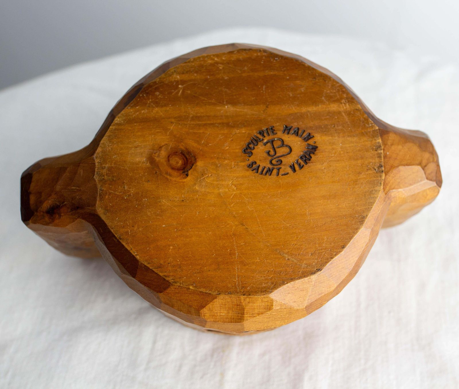 photo furniture French Salt Box Hand Carved In Cembro Pine Brutalist Style, Circa 1950