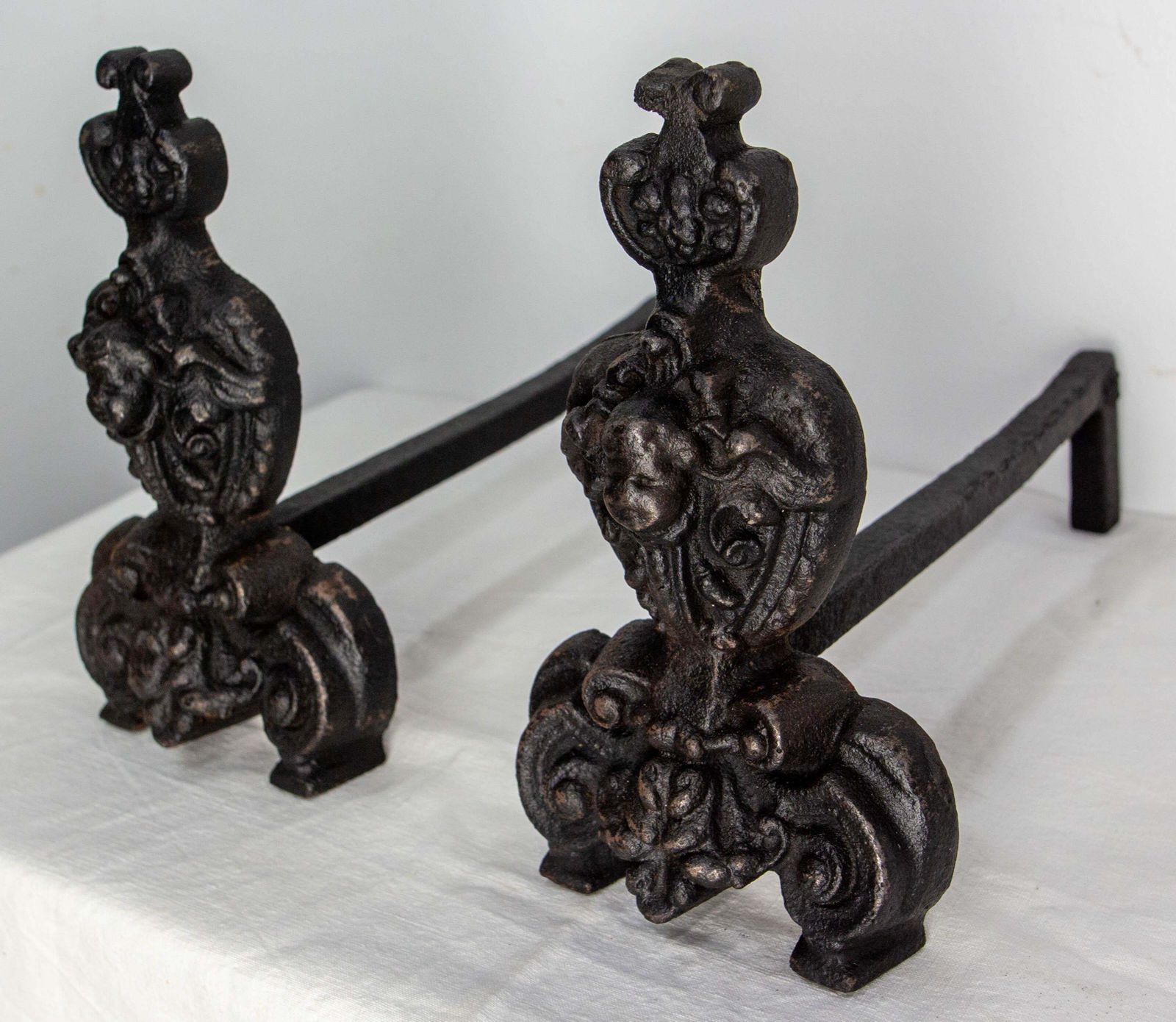 Pair Of Louis XV Fire Dogs Wrought Iron Andirons, France, 18th Century photo Home Fixtures
