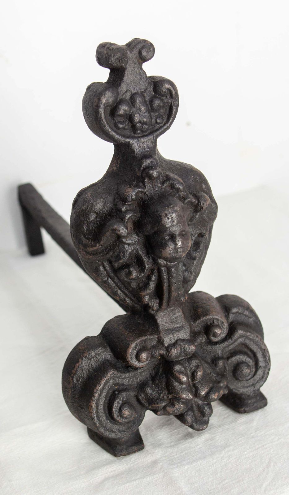photo for sale Pair Of Louis XV Fire Dogs Wrought Iron Andirons, France, 18th Century