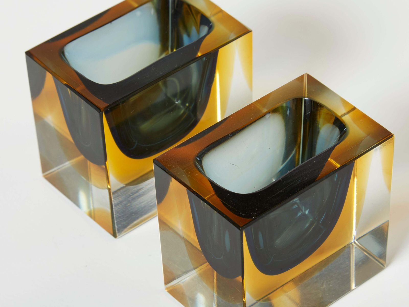 Flavio Poli Pair Of Faceted Small Bowls Murano Glass For Seguso 1960 photo Home Decor