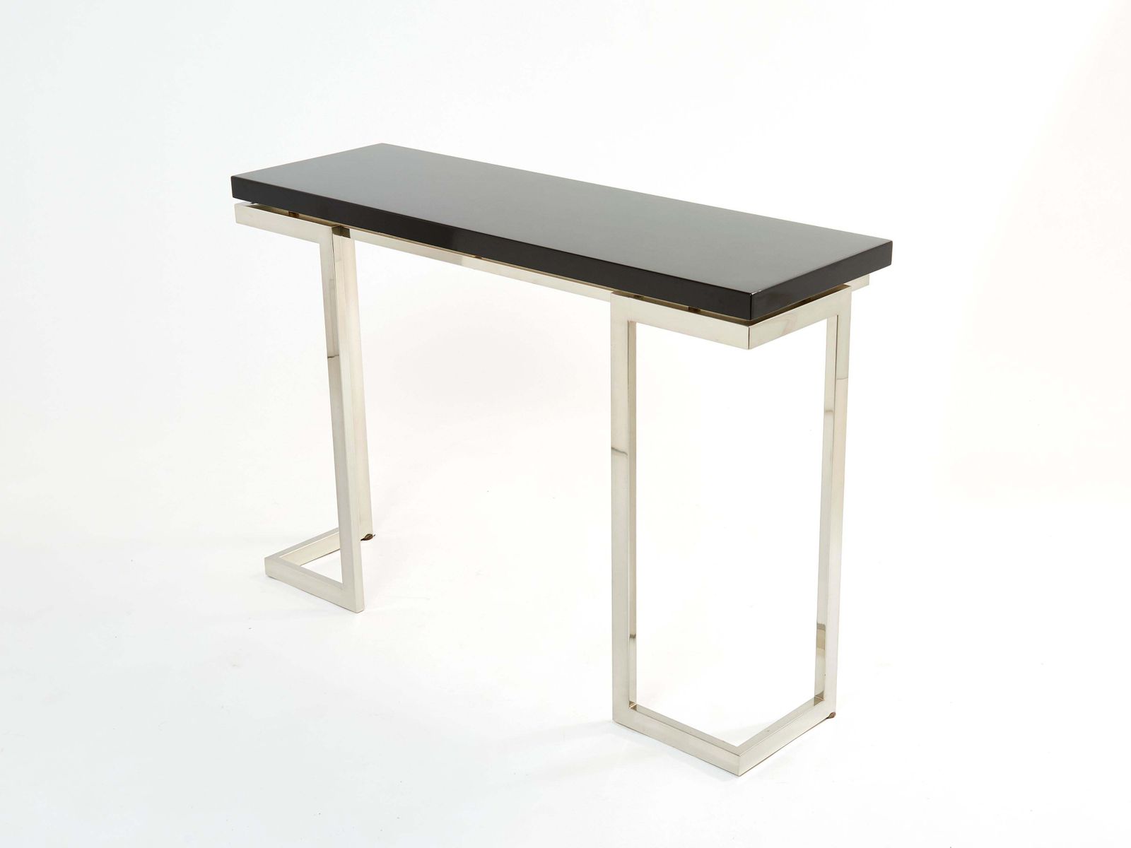 Console Guy Lefevre pour Maison Jansen en laque noire et chrome, années 1970 photo for sale