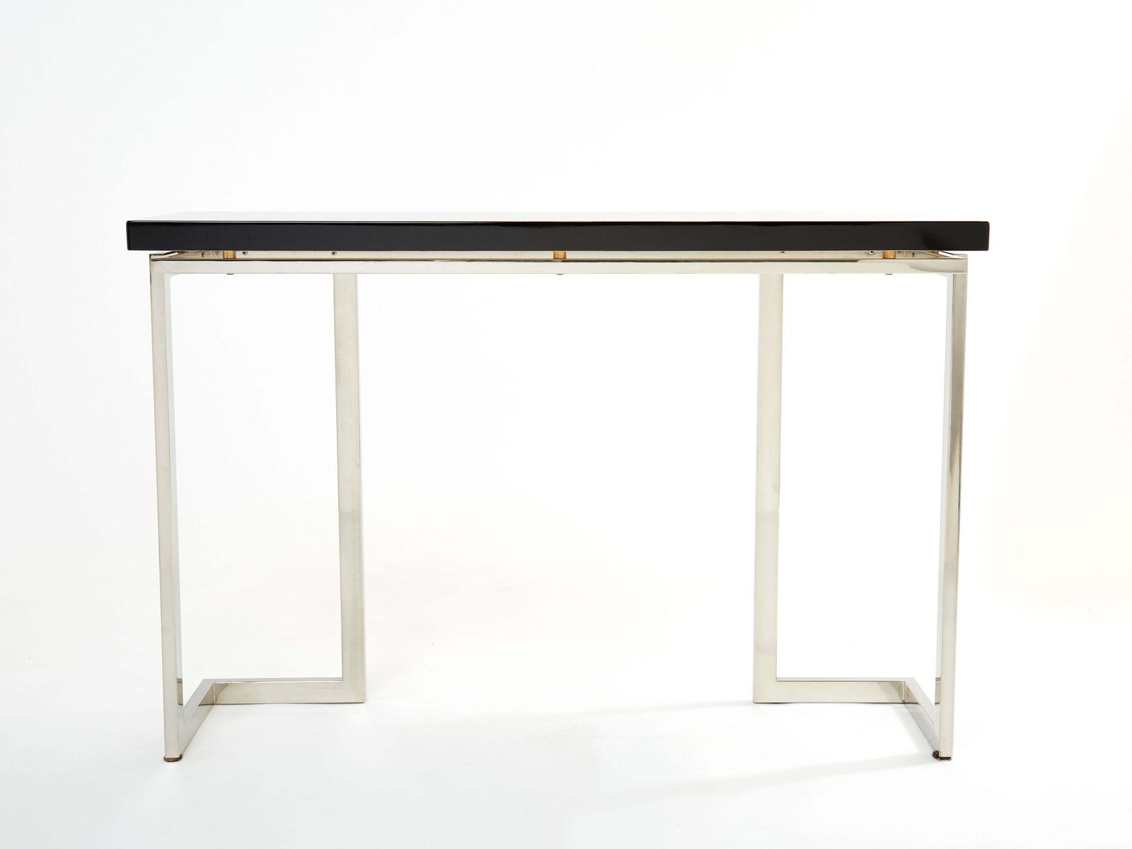 photo furniture Console Guy Lefevre pour Maison Jansen en laque noire et chrome, années 1970