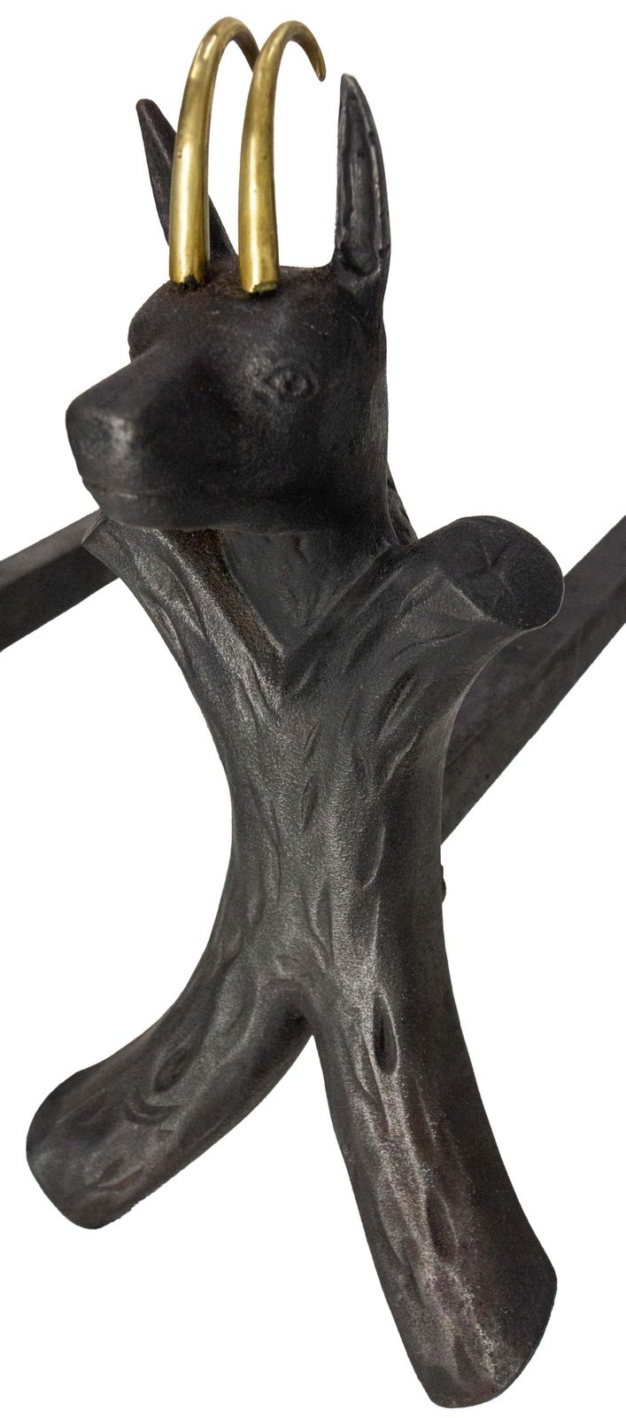 Pair Fireplace Andirons Wrought Iron Firedogs Ibex Inspiration, France, C 1950 photo vintage