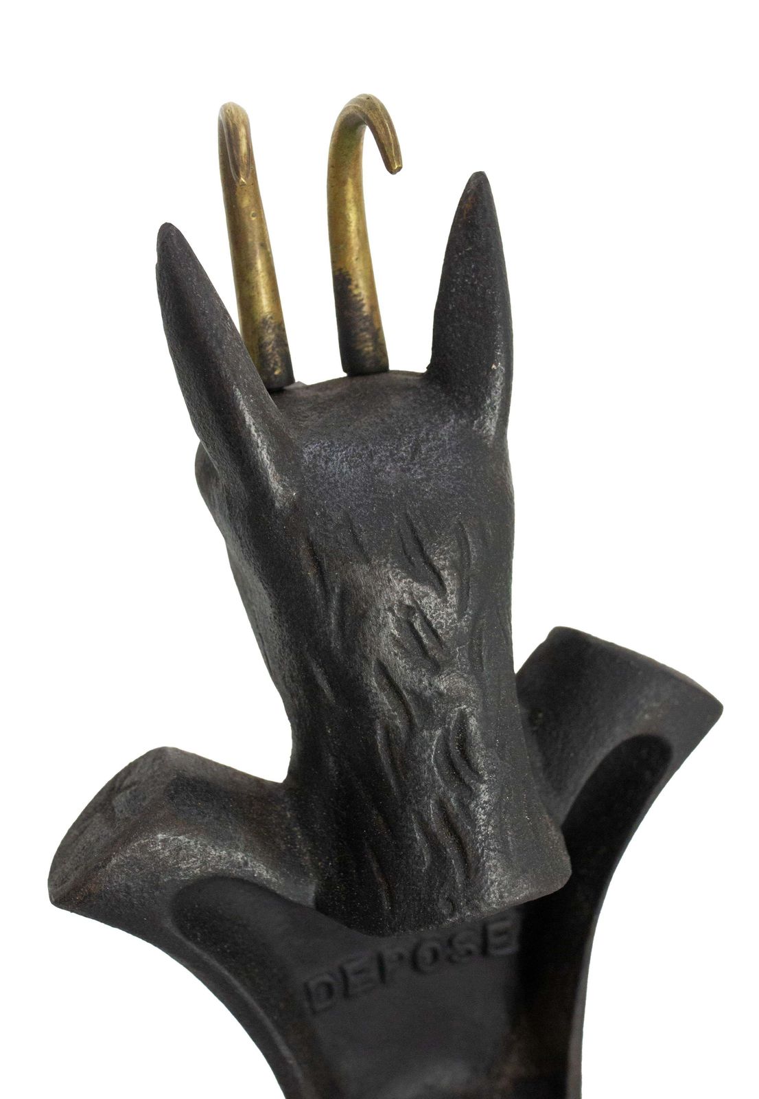 Home Fixtures Pair Fireplace Andirons Wrought Iron Firedogs Ibex Inspiration, France, C 1950 photo