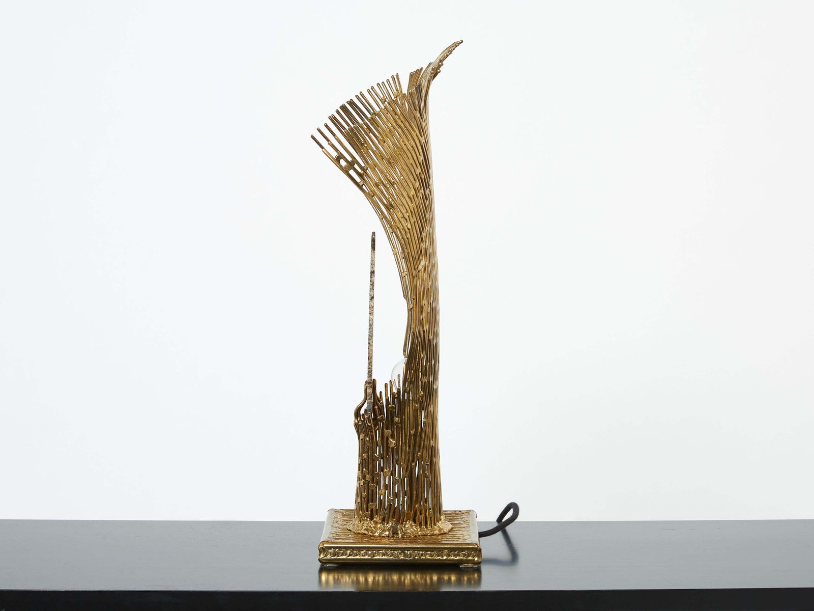 Lampe de table Henri Fernandez en laiton et agate Nefertiti, années 1970 photo vintage