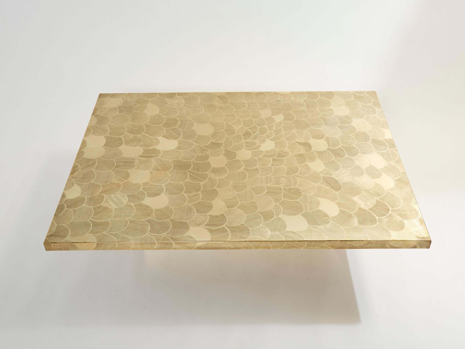 Christian Krekels Signed Belgian Etched Brass Coffee Table 1970 photo for sale