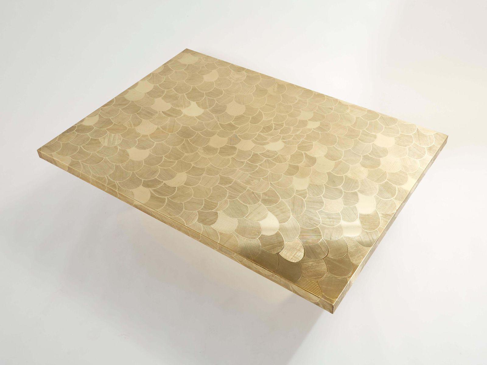 Christian Krekels Signed Belgian Etched Brass Coffee Table 1970 photo buy