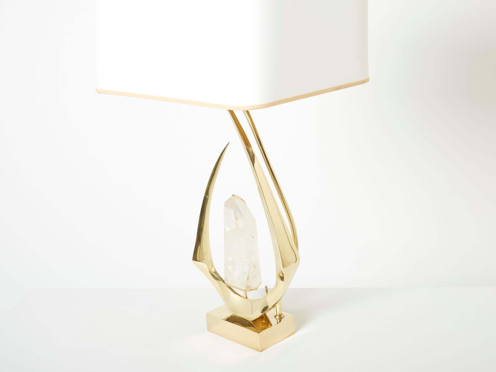 Paire de lampes de table en laiton et cristal de roche signées Willy Daro, 1970 photo 11282.0