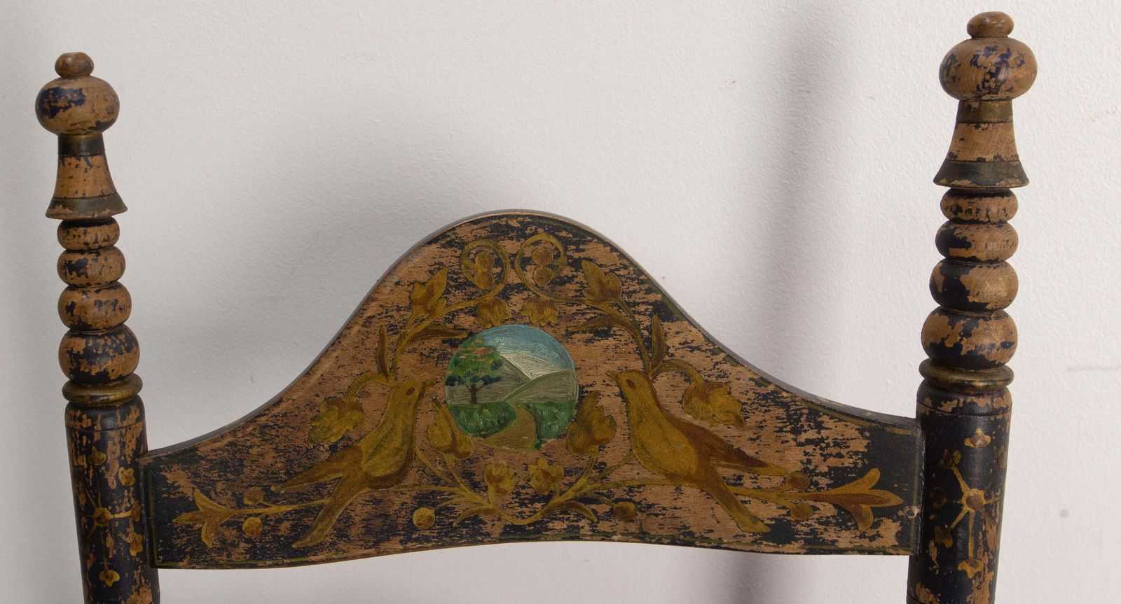 photo for sale Two French Hand Painted Side Chairs Rush Seats Country Style, 19th Century