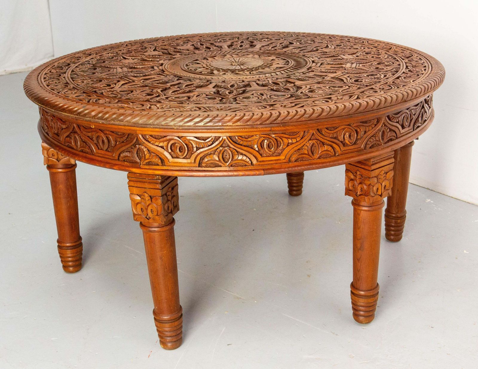 photo furniture Moroccan Central Or Coffee Atlas Cedar Table Hand Carved 20th Mid Century