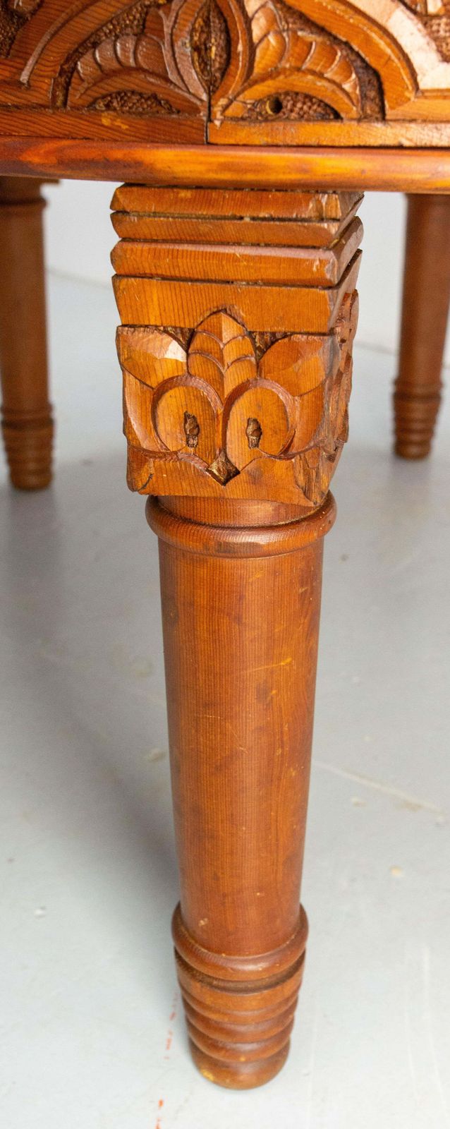 Furniture Moroccan Central Or Coffee Atlas Cedar Table Hand Carved 20th Mid Century photo
