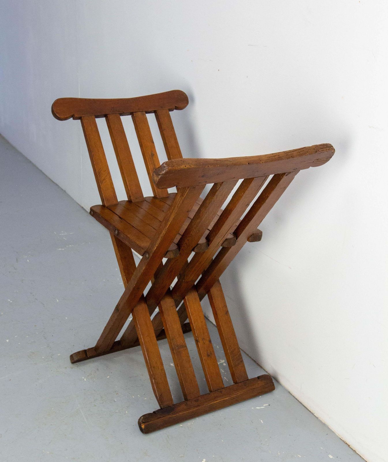 French Pine Curule Or Dagobert Foldable Armchair, French, Circa 1960 photo Furniture