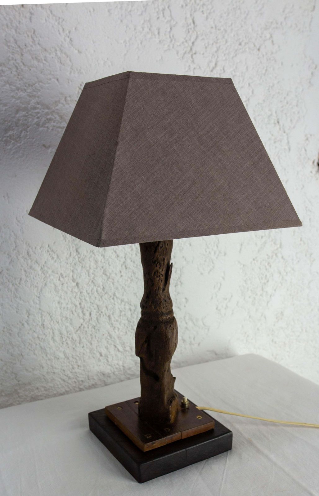 French Antique Table Lamp Made With A Boat Wood Rudder, Late 19th Century photo for sale