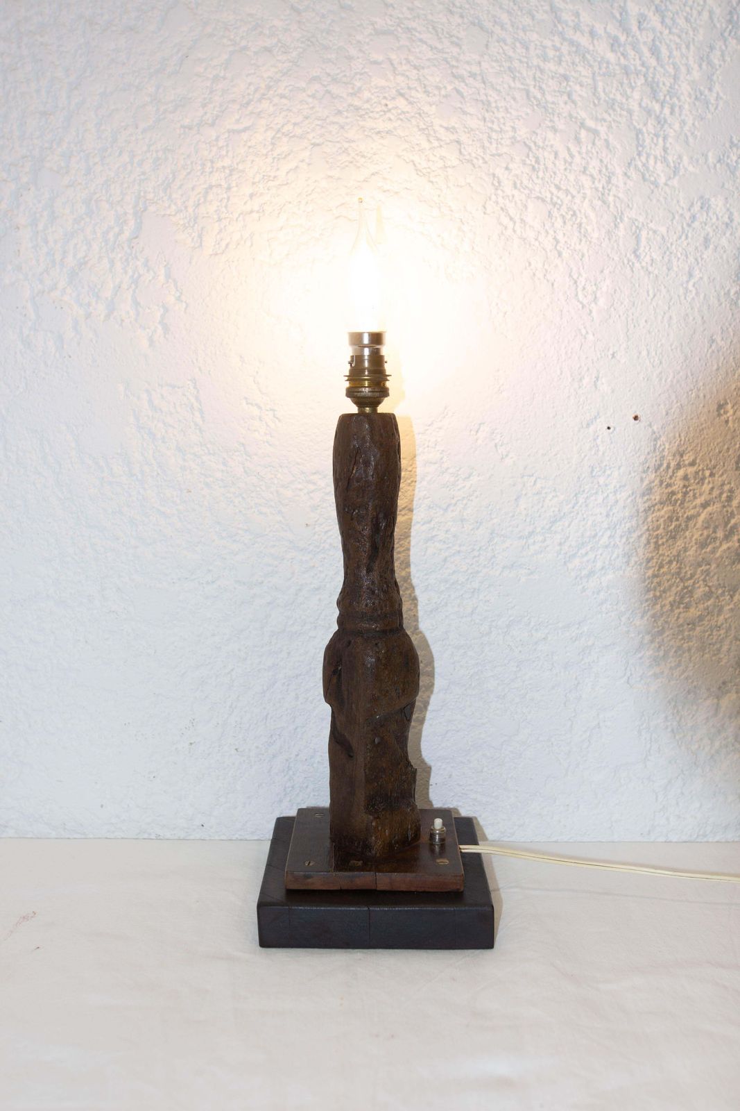 468.0 French Antique Table Lamp Made With A Boat Wood Rudder, Late 19th Century photo