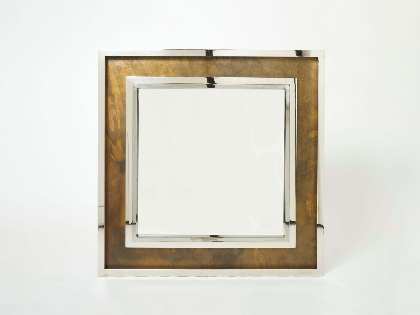 Xl Industrial Chrome Copper Metal Mirror Belgo Chrome, 1970s photo for sale