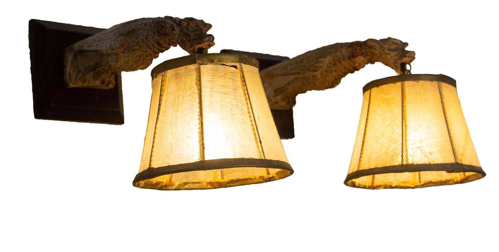 French Stuc Pair Of Winged Gargoyle Sconces Circa 1890 photo for sale
