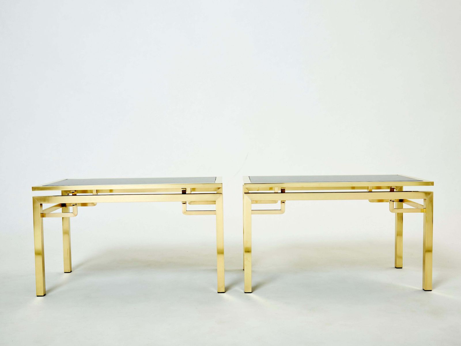 Tables d'appoint en laiton, par Guy Lefevre pour Maison Jansen, années 1970 photo vintage