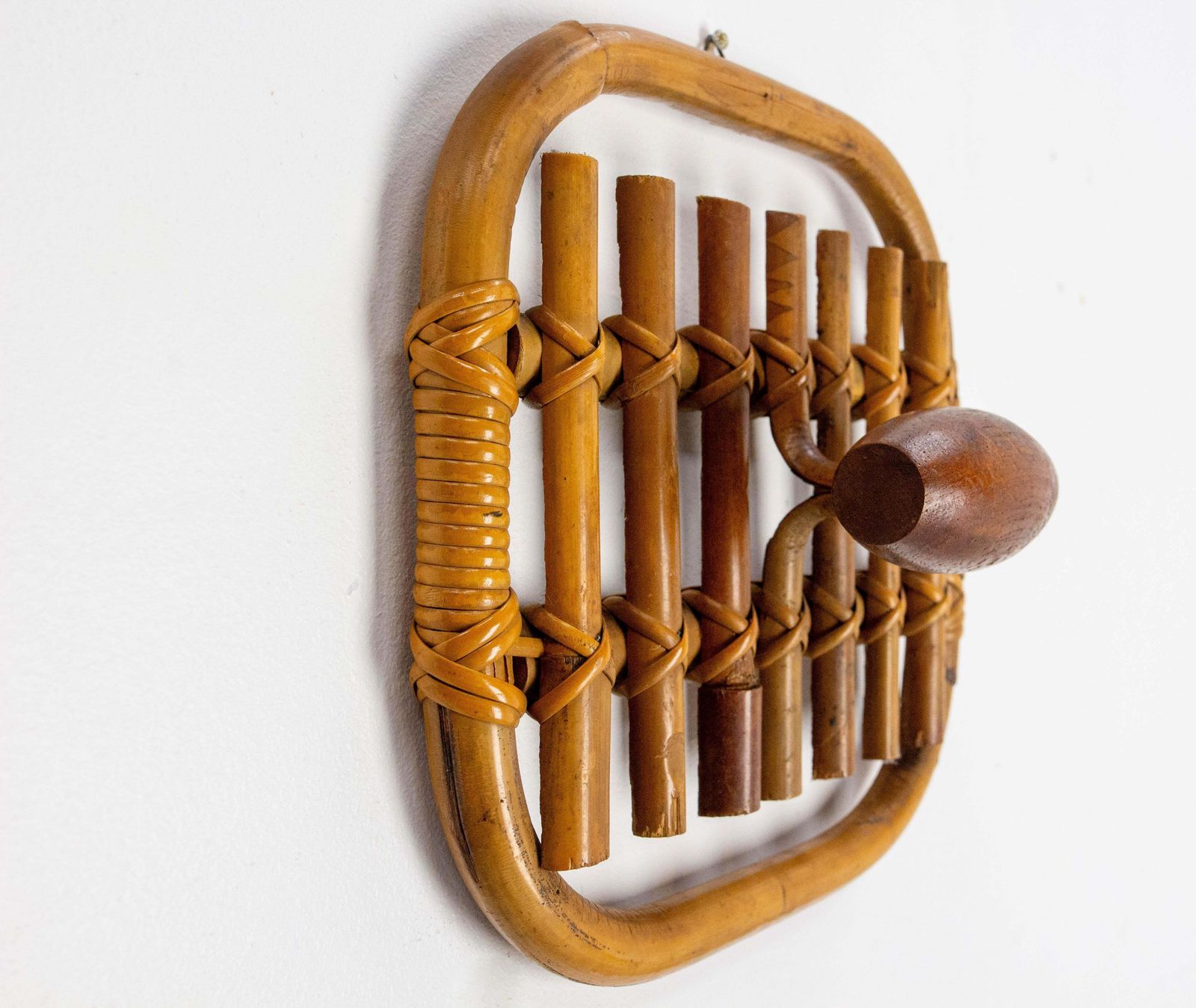 Pair Of Olaf Von Bohr Wall Hooks Rattan Circa 1960 photo Furniture