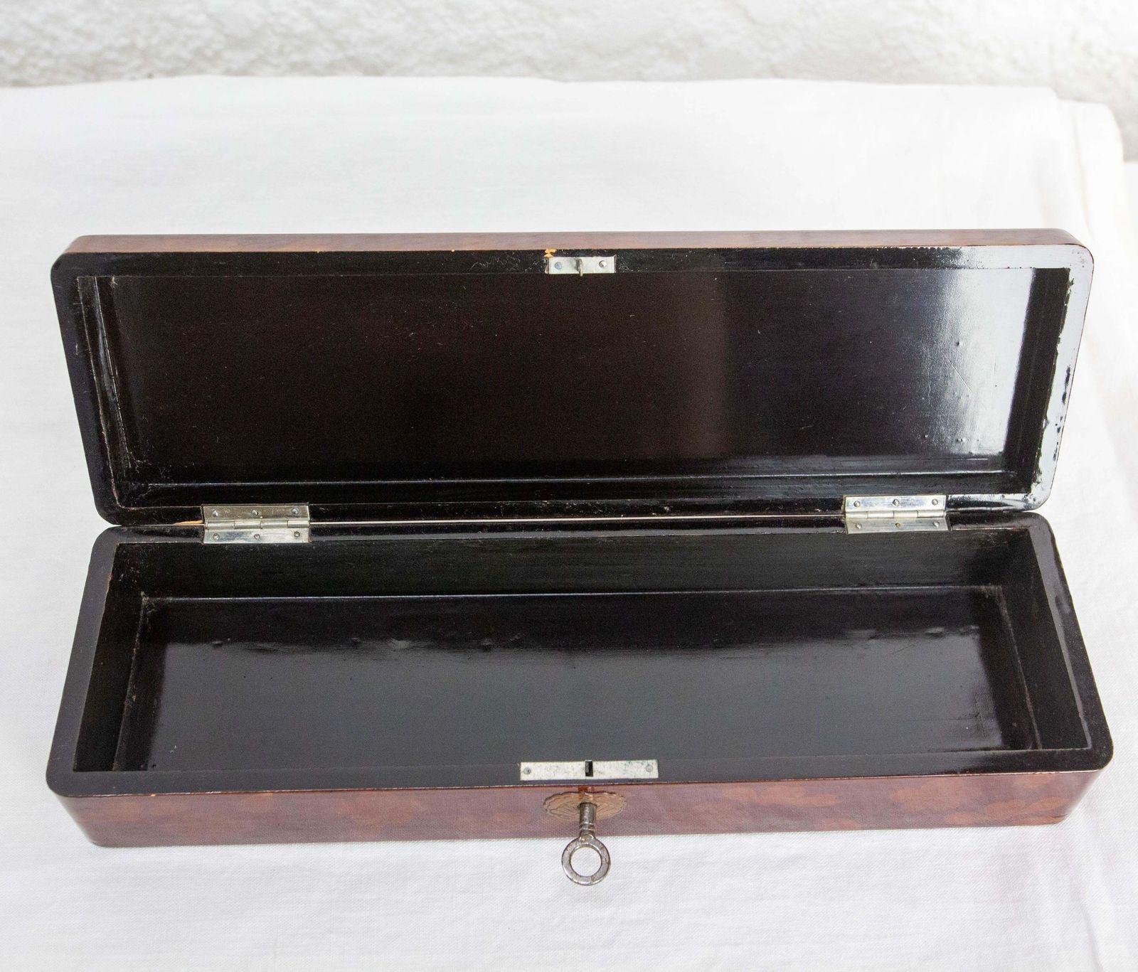 photo furniture Chinese Style Lacquered Brush Or Pencil Box Painted Butterfly, Circa 1940