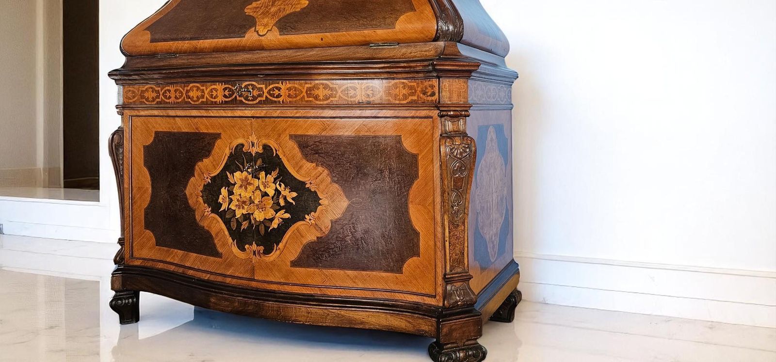 Furniture Italian Midcentury Sideboard Or Trumeau Inlaid By Pietro Ferrario, Italy 1946 photo