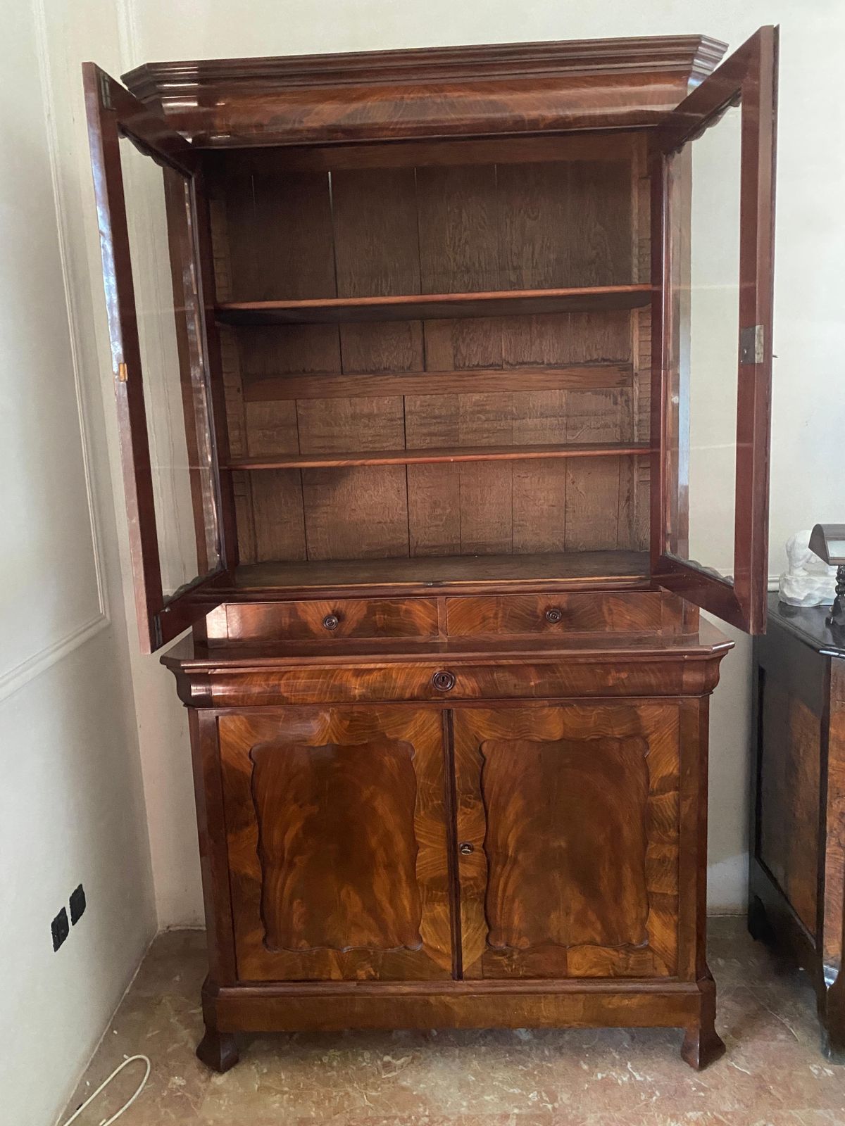 photo vinterior Antica Credenza Vetrina Biblioteca Francese Epoca Luigi Filippo 1860