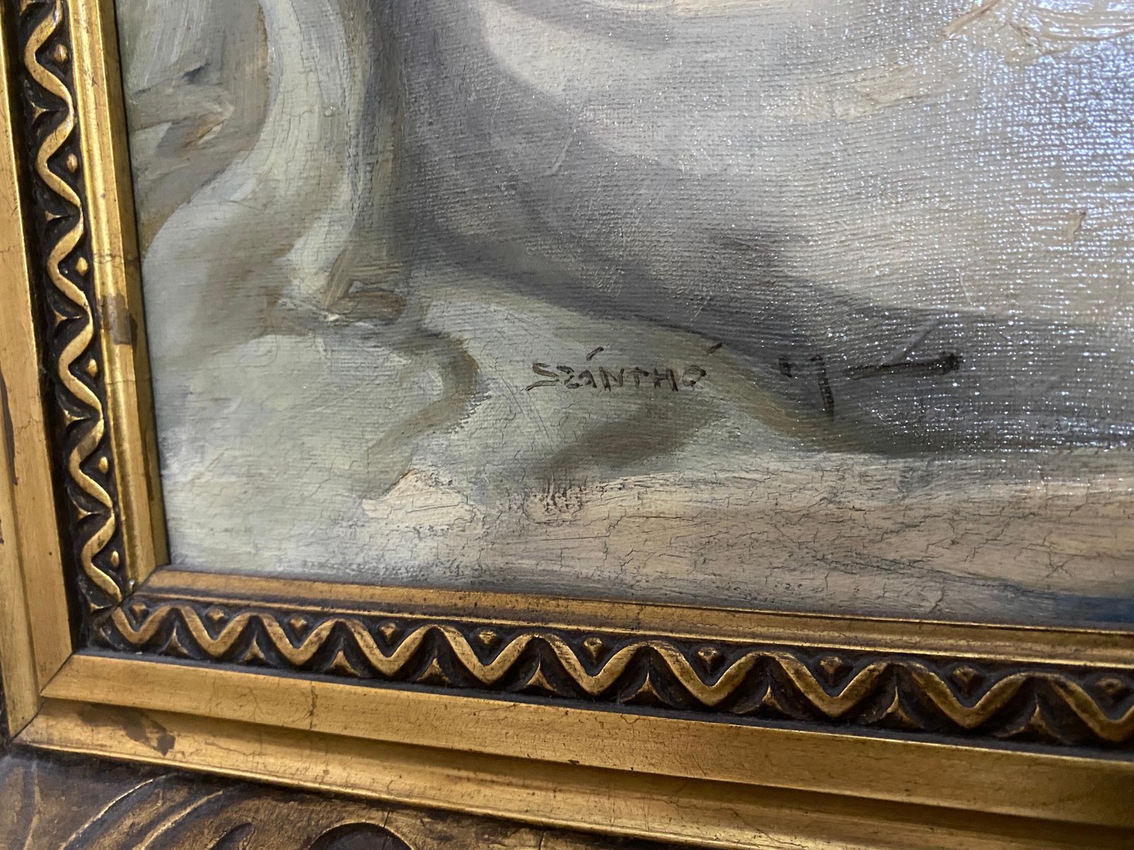Antico Dipinto A Olio Art Deco "Danzatrice" Firmato Szantho Maria, Ungheria 1940 photo vintage