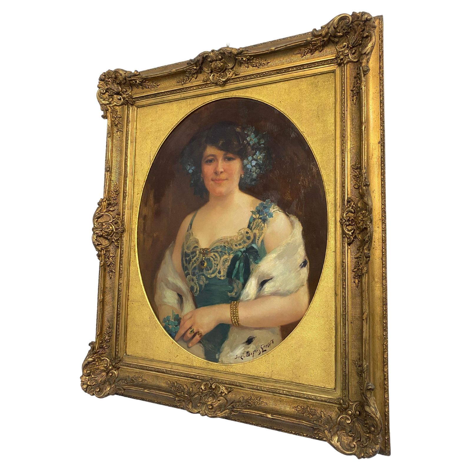 Dipinto A Olio "Ritratto Di Donna" Firmato Suzanne Daynes Grassot, Francia 1920