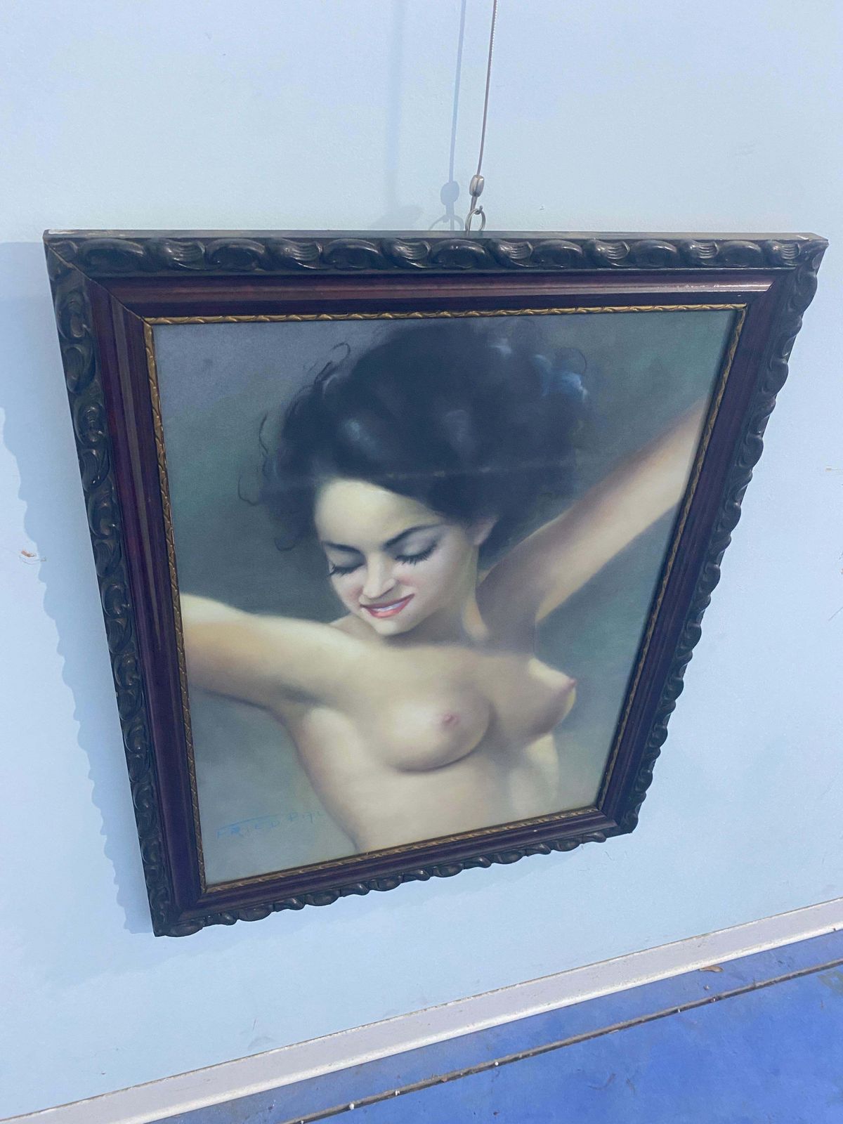 Dipinto Art Deco A Pastello "Nudo Femminile" Firmato Fried Pal 1930 photo vinterior