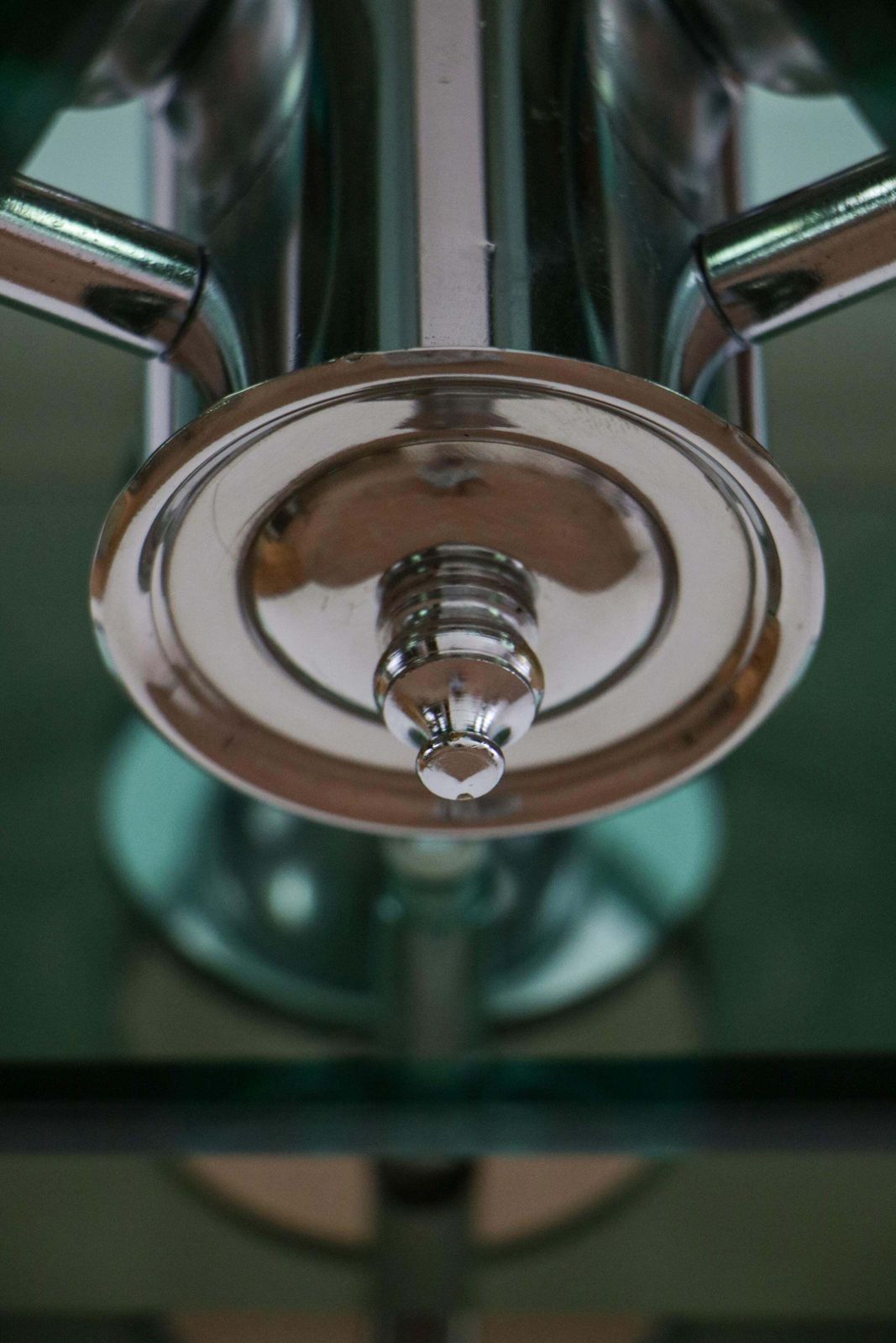 Lighting Italian Space Age Square Green Color Chandelier By Lupi Cristal Luxor, 1950s photo