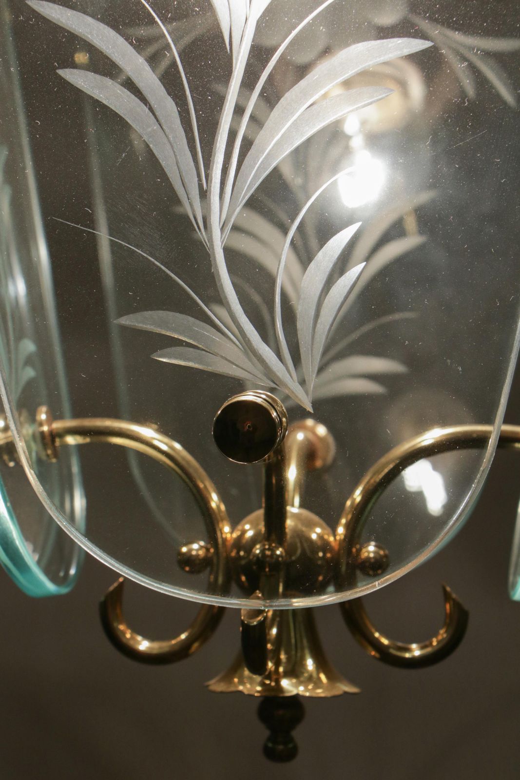 photo vintage Italian Mid Century Lantern Or Pendant Lamp Attributed To Luigi Brusotti, 1940s