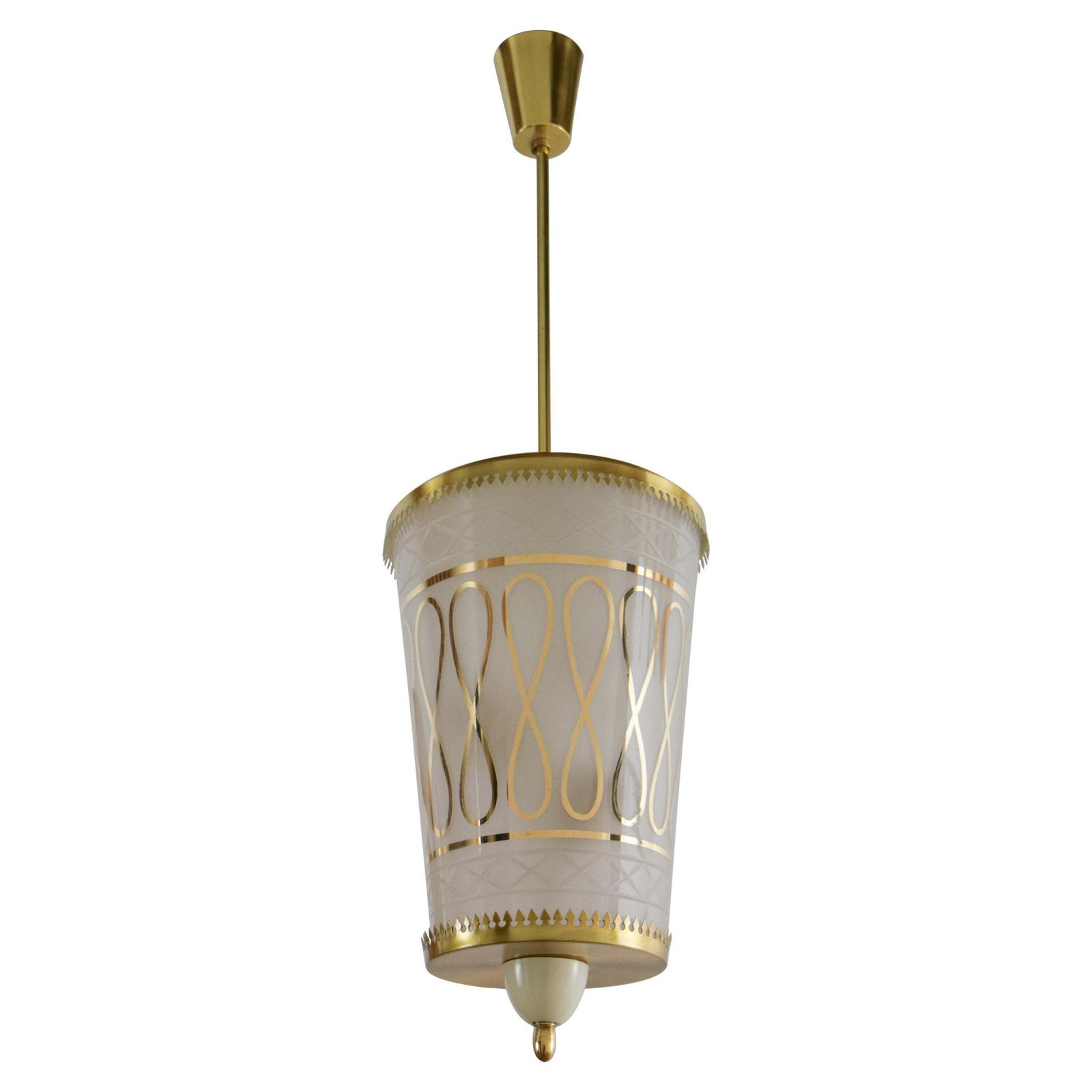 Italian Mid Century Suspension Lamp  In The Manner Of Fontana Arte, 1940s