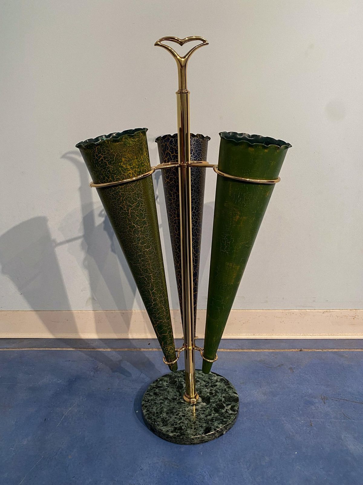 Italian Mid Century Green Color Umbrella Stands "Cracked Effect", 1950s photo furniture