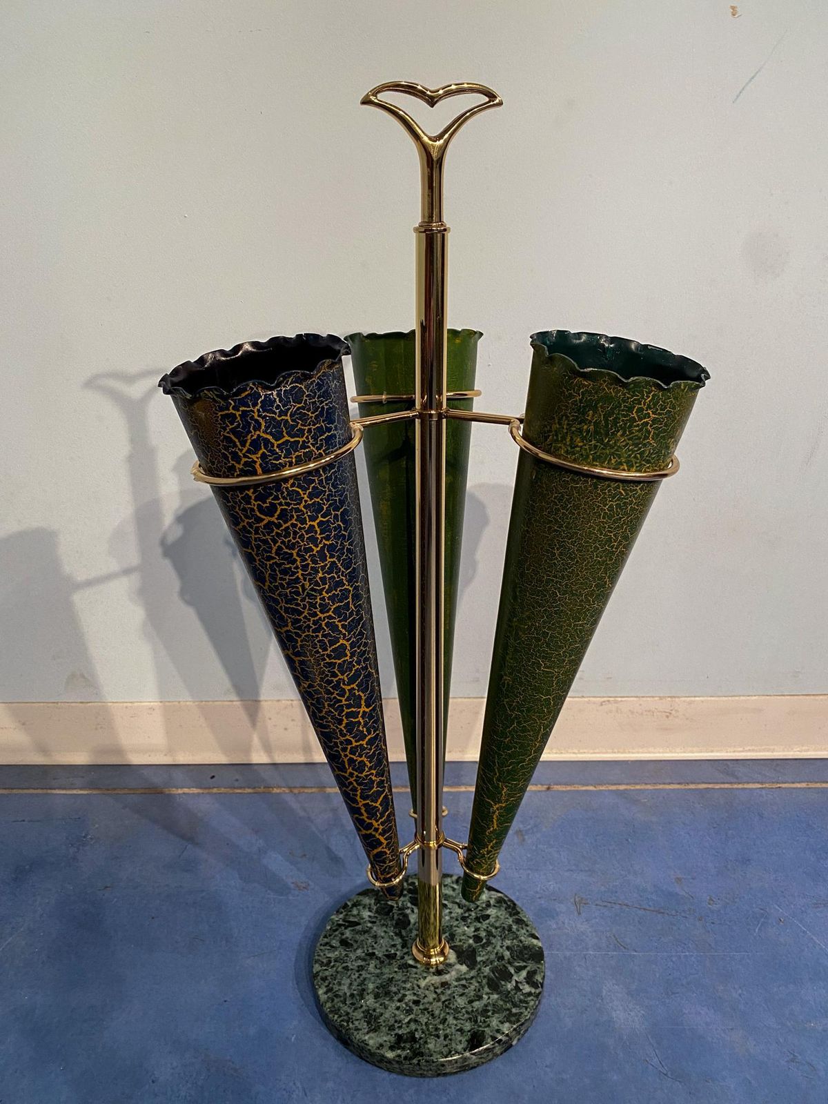 photo buy Italian Mid Century Green Color Umbrella Stands "Cracked Effect", 1950s