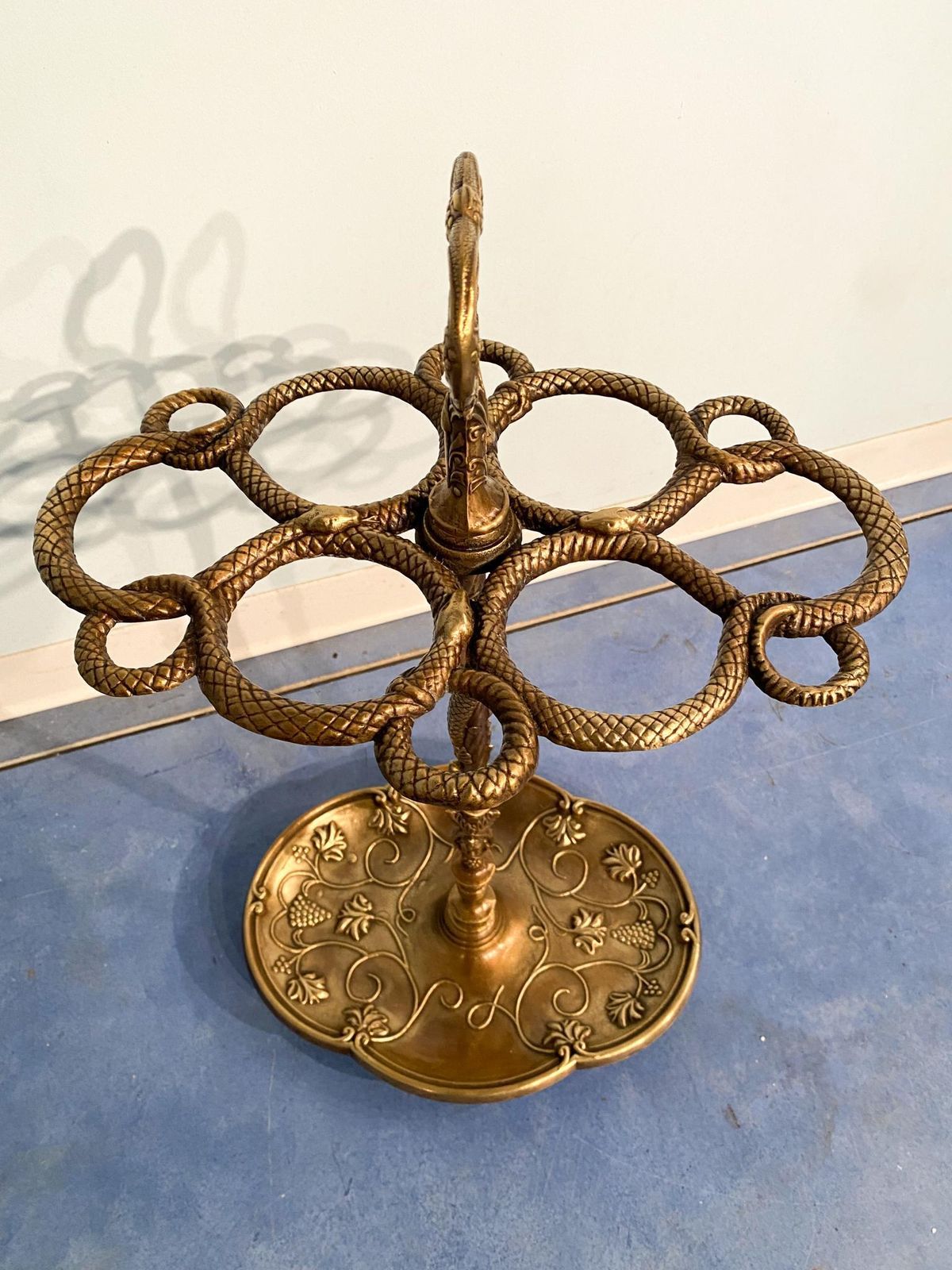 Italian Art Nouveau Liberty Brass Umbrella Stand, 1930s photo vinterior