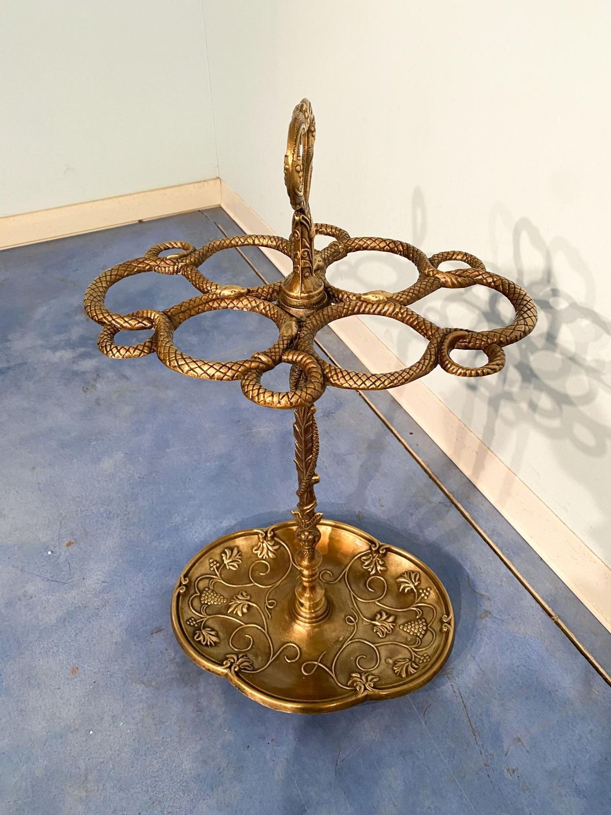 photo for sale Italian Art Nouveau Liberty Brass Umbrella Stand, 1930s