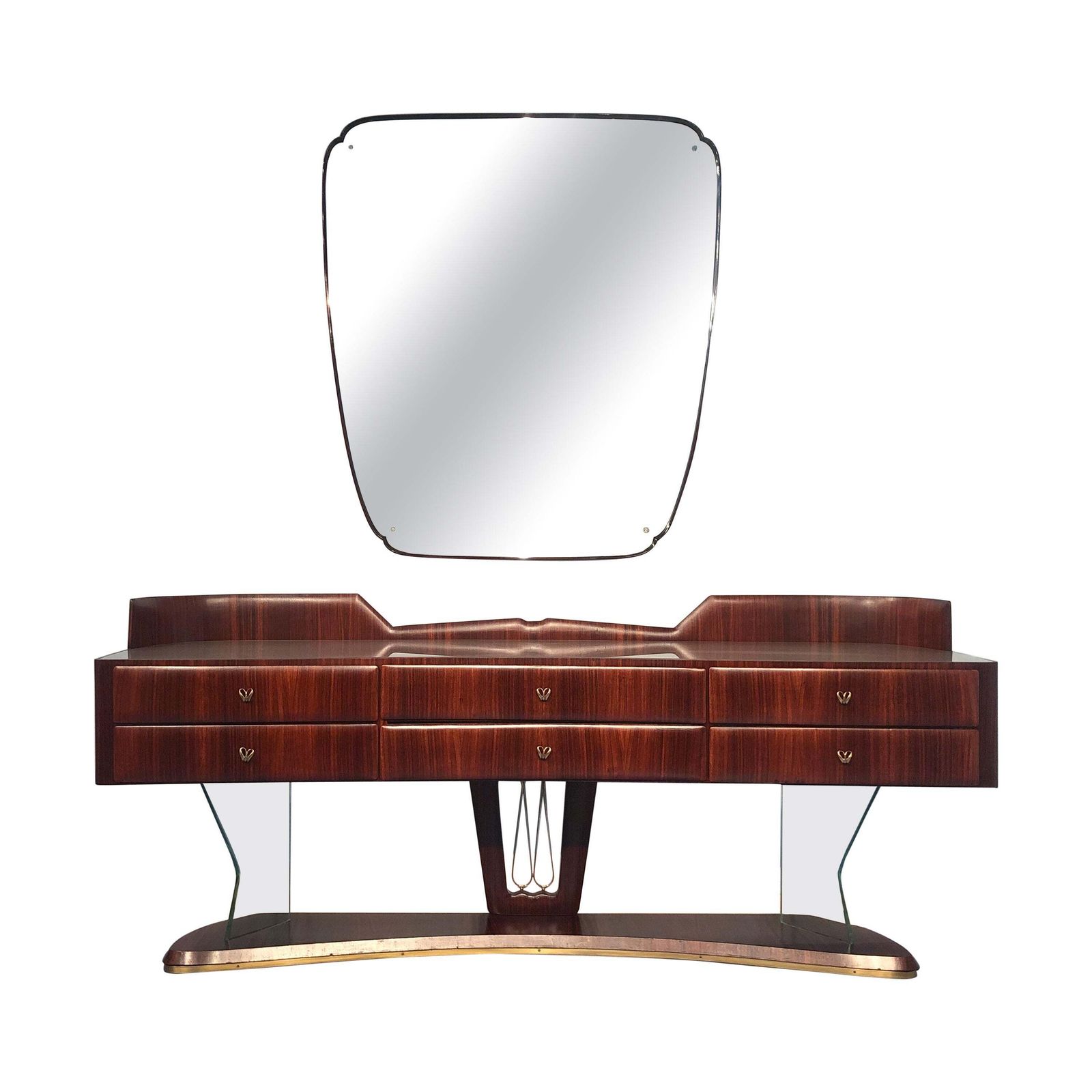 Italian Mid Century Sideboard Dresser With Mirror By Vittorio Dassi, 1950s