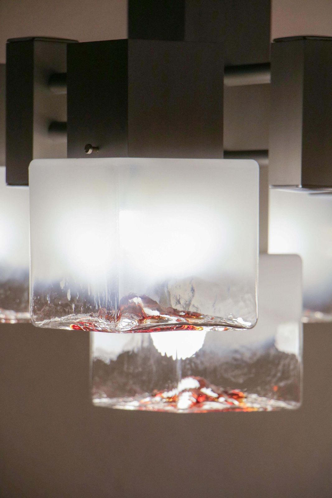photo vinterior Italian Space Age Cubic Chandelier By Gaetano Sciolari For Mazzega, 1970s