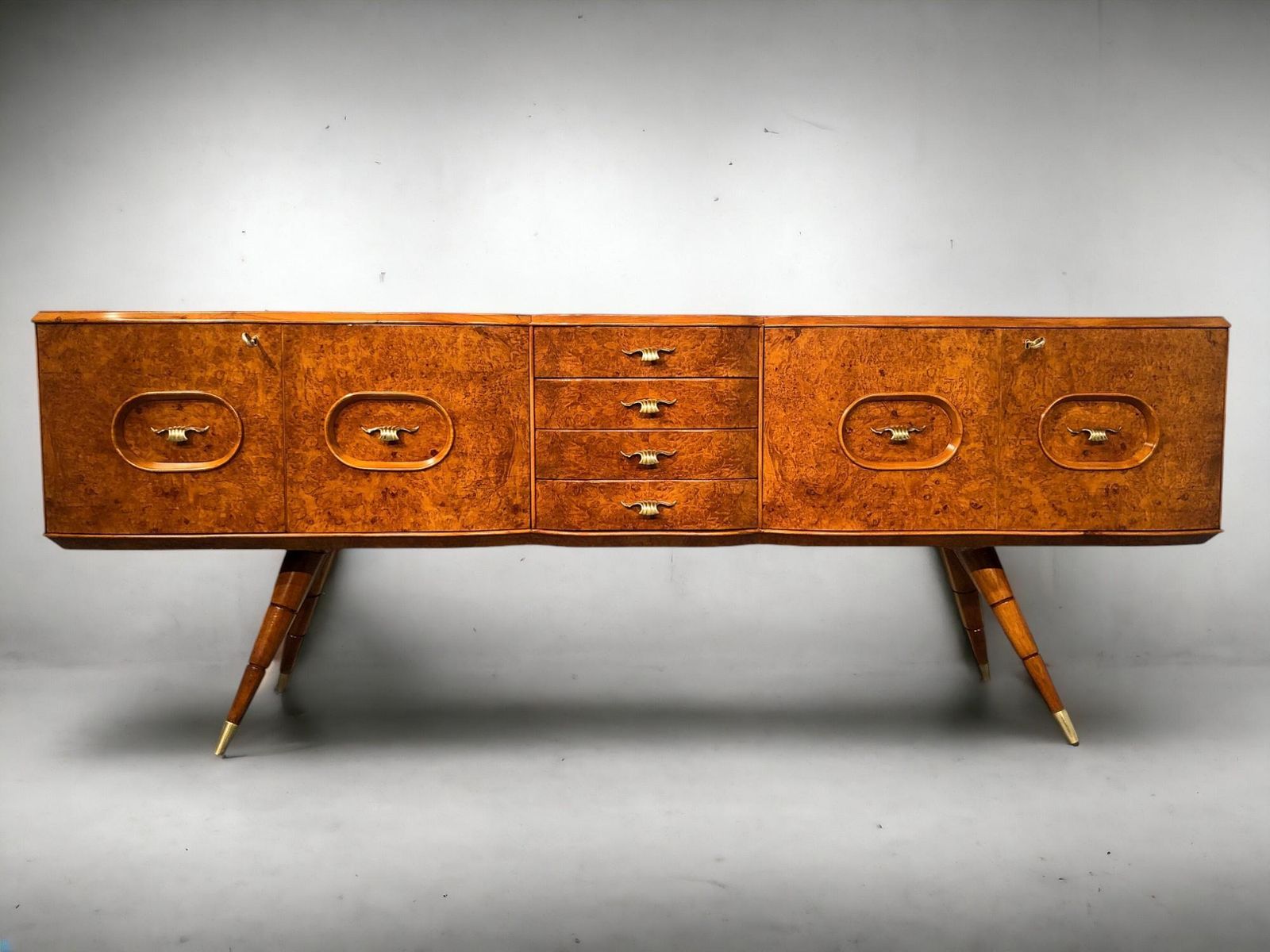 Italian Mid Century Sideboard Honey Color In Birch Wood, 1950s photo Furniture