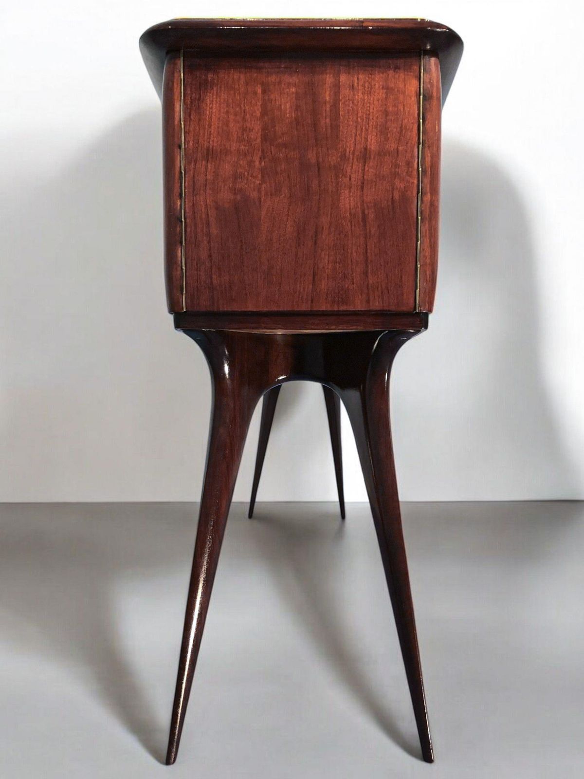 Italian Mid Century Center Parchment Bar Sideboard Attributed To Ulrich , 1950s photo vinterior