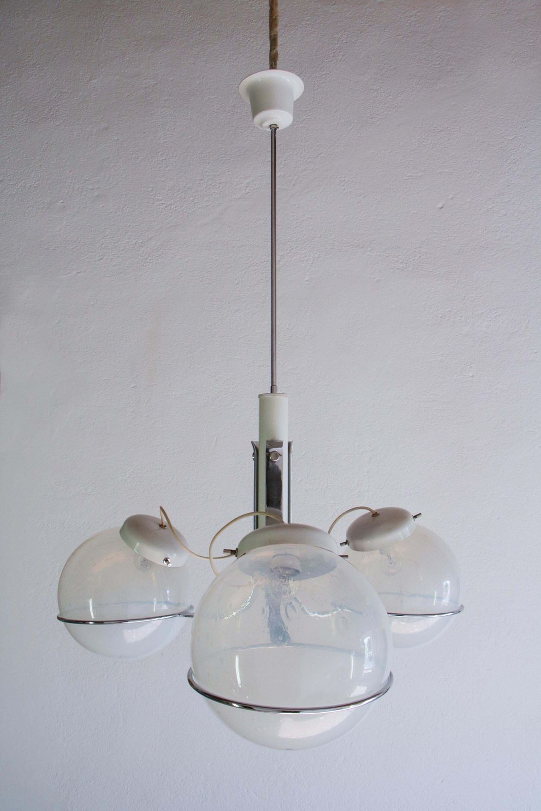 Italian Chandelier Pendant Light Murano Glass Attributed To Gino Sarfatti, 1970s photo for sale