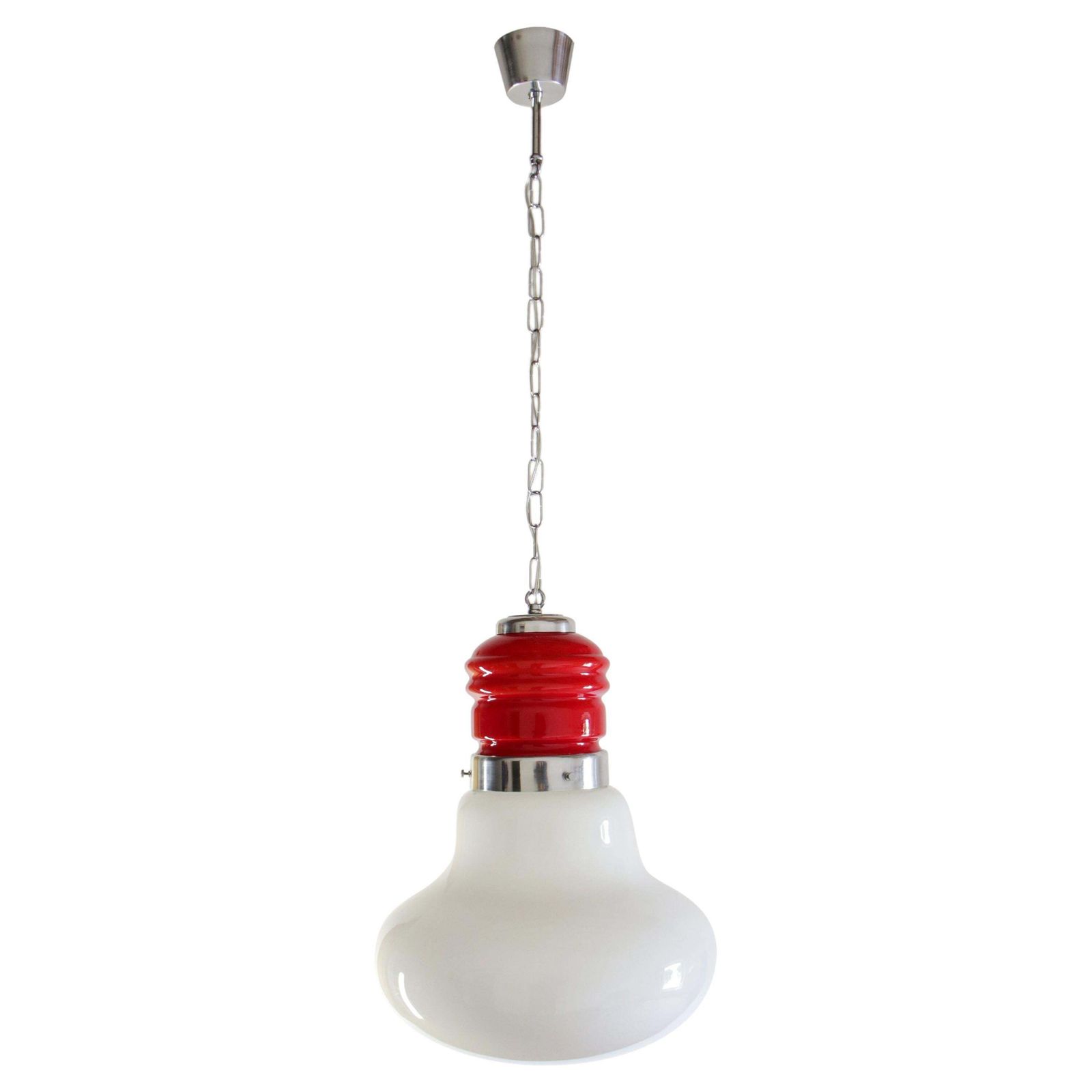 Italian Space Age Pendant Ceiling Lamp Red Color Murano Glass By Mazzega, 1970s photo furniture