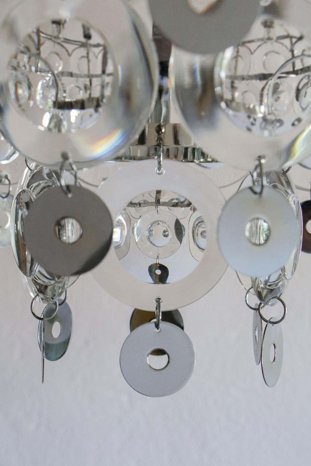 Italian Chromed Chandelier Attributed To Oscar Torlasco, 1970s photo buy
